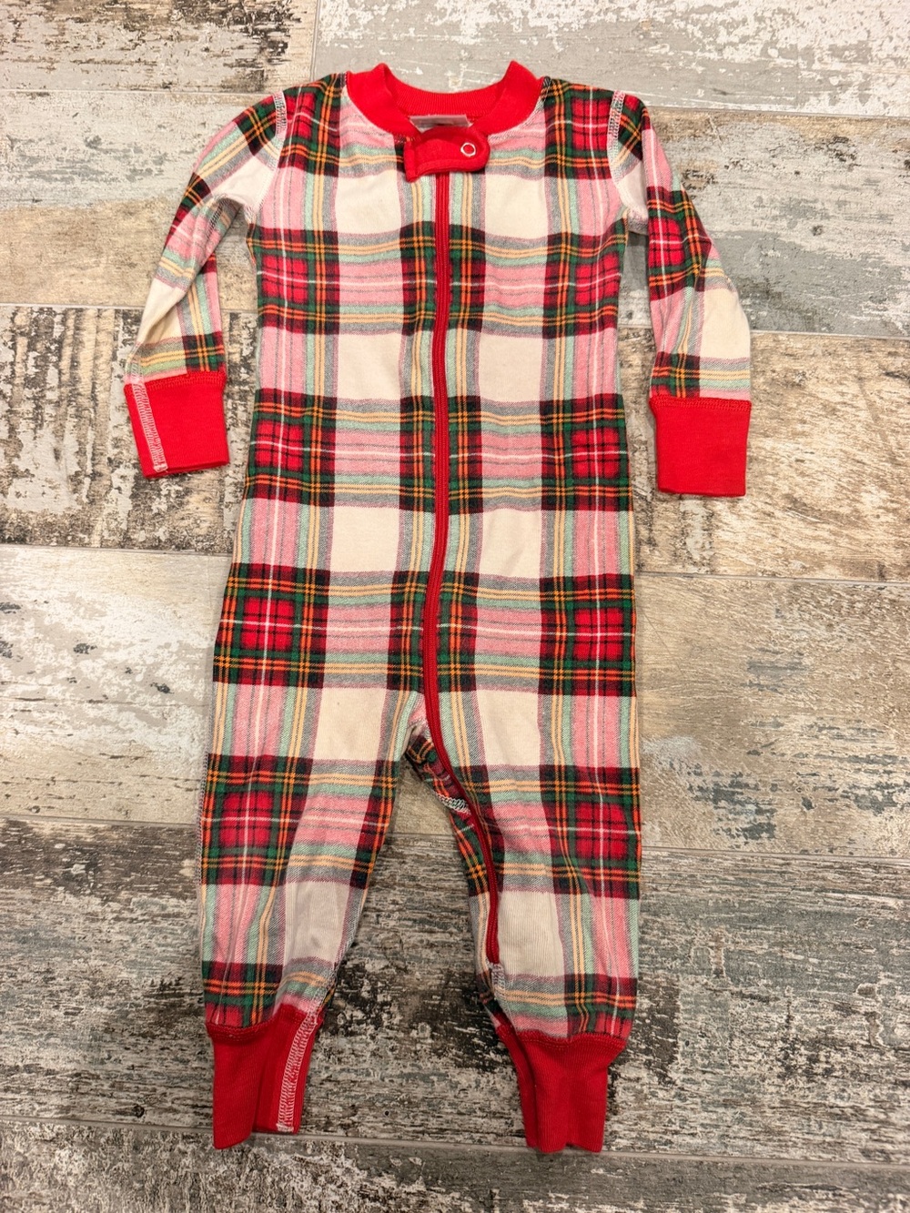 Hanna Andersson Red Plaid Kids One-Piece Bodysuit